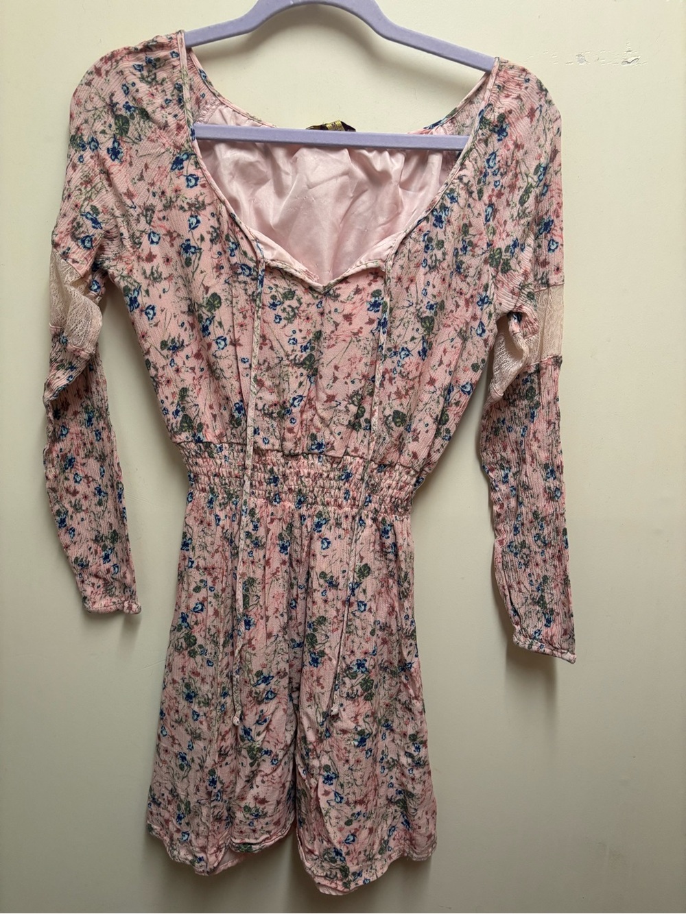 Vera Wang Pink Floral Long-Sleeve Romper